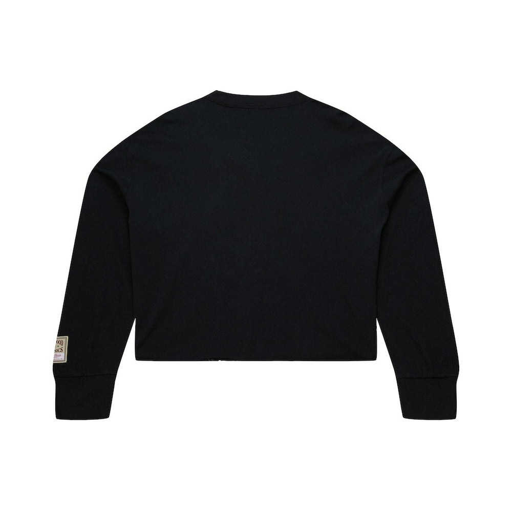 Mitchell & Ness - Philadelphia 76ers Women's Hardwood Classics Studded Boxy Cropped Long Sleeve T-Shirt - Black
