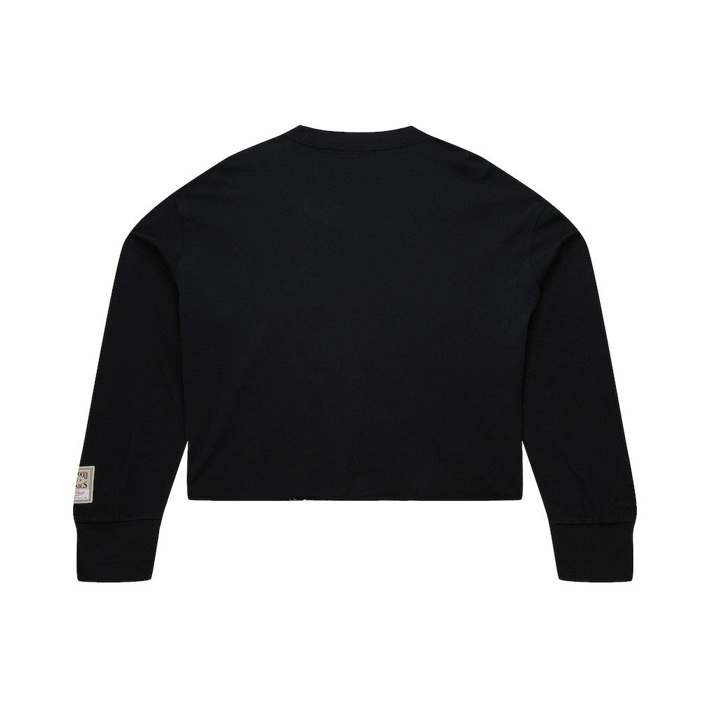 Mitchell & Ness - New York Knicks Women's Hardwood Classics Studded Boxy Cropped Long Sleeve T-Shirt - Black