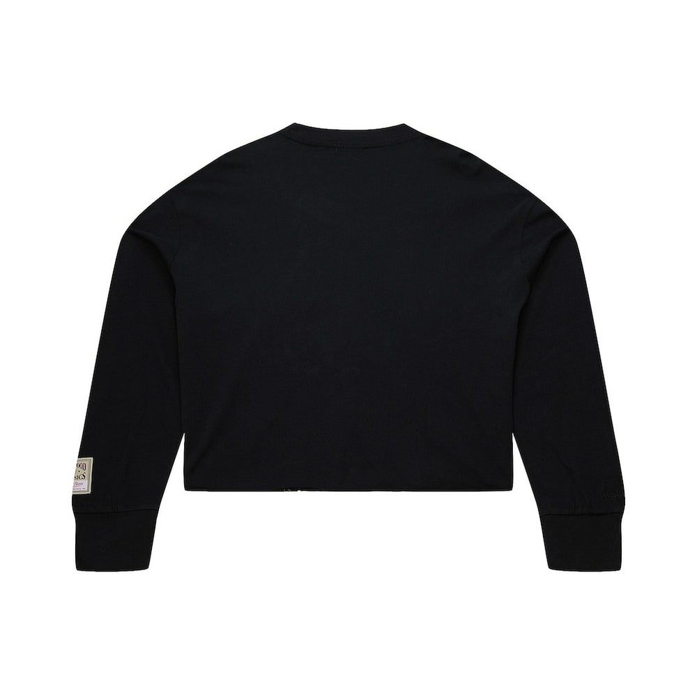 Mitchell & Ness - New York Knicks Women's Hardwood Classics Studded Boxy Cropped Long Sleeve T-Shirt - Black