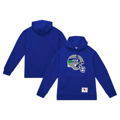 Seattle Seahawks Helmet Logo Vintage Pullover Hoodie College Navy - Mitchell & Ness