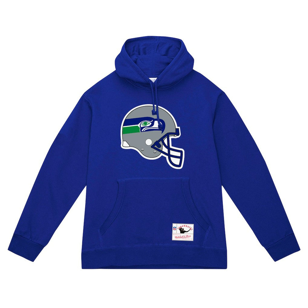 Seattle Seahawks Helmet Logo Vintage Pullover Hoodie College Navy - Mitchell & Ness