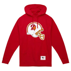 Tampa Bay Buccaneers Helmet Logo Vintage Pullover Hoodie Red - Mitchell & Ness