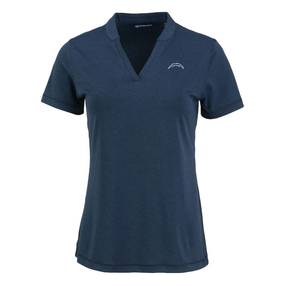 Los Angeles Chargers Cutter & Buck Women's Forge Stretch Blade DryTec V-Neck Polo Heather Navy - NFL