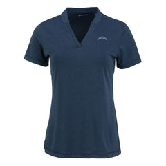Los Angeles Chargers Cutter & Buck Women's Forge Stretch Blade DryTec V-Neck Polo Heather Navy - NFL