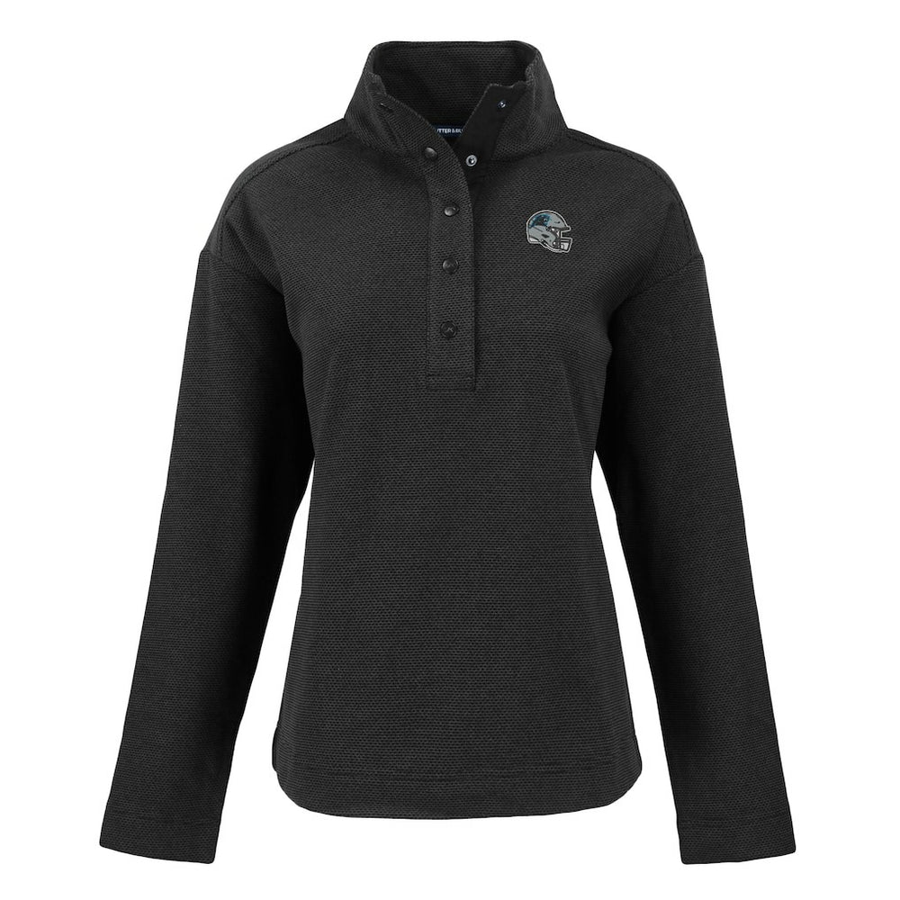 Carolina Panthers Cutter & Buck Women's Hunts Point Eco Half-Snap Sweatshirt Black - NFL