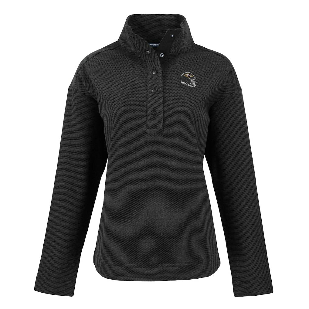 Baltimore Ravens Cutter & Buck Women's Hunts Point Eco Half-Snap Sweatshirt Black - NFL