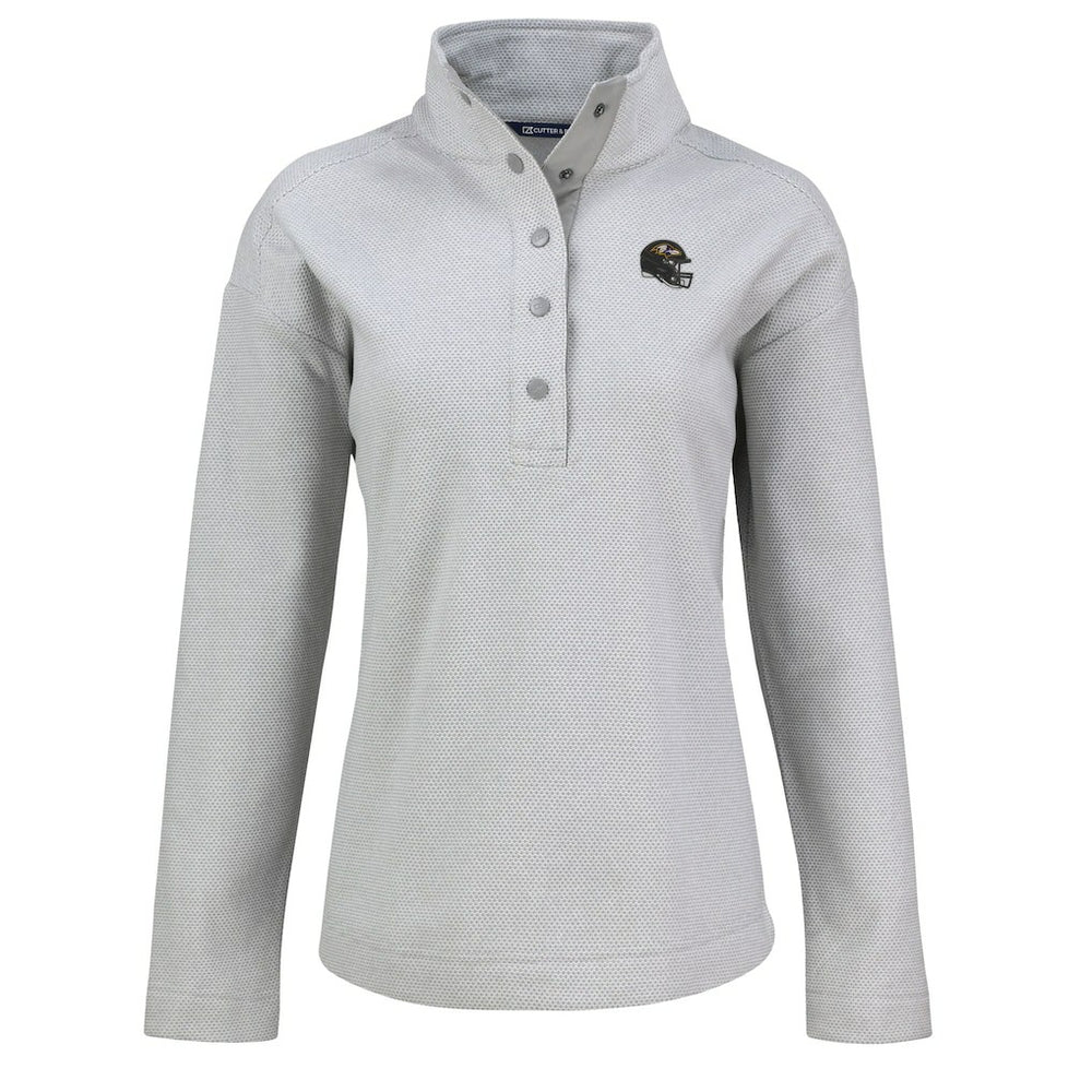 Baltimore Ravens Cutter & Buck Women's Hunts Point Eco Half-Snap Sweatshirt Gray - NFL