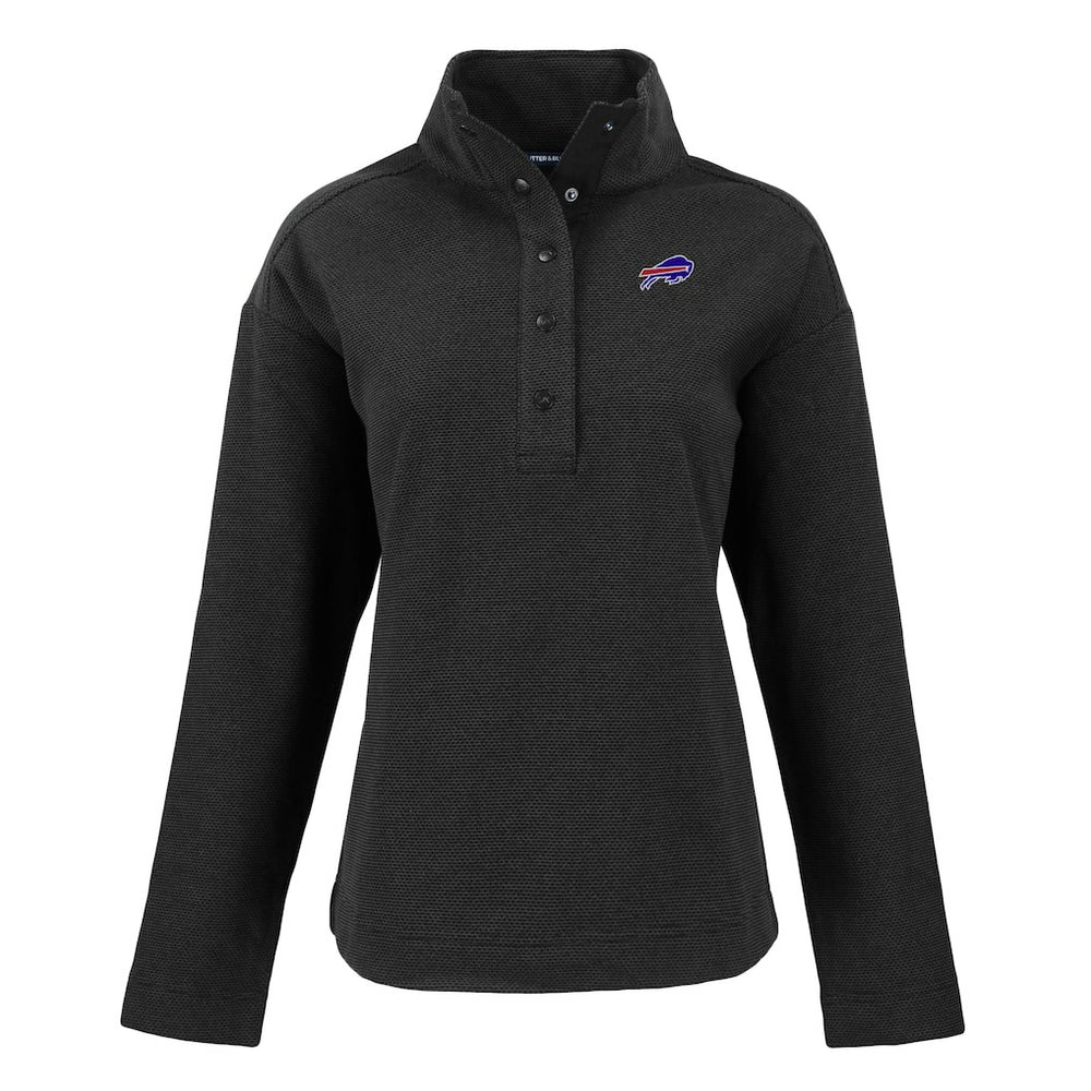 Buffalo Bills Cutter & Buck Women's Hunts Point Eco Half-Snap Sweatshirt Black - NFL