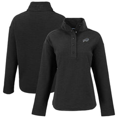 Buffalo Bills Cutter & Buck Women's Hunts Point Eco Half-Snap Sweatshirt Black - NFL