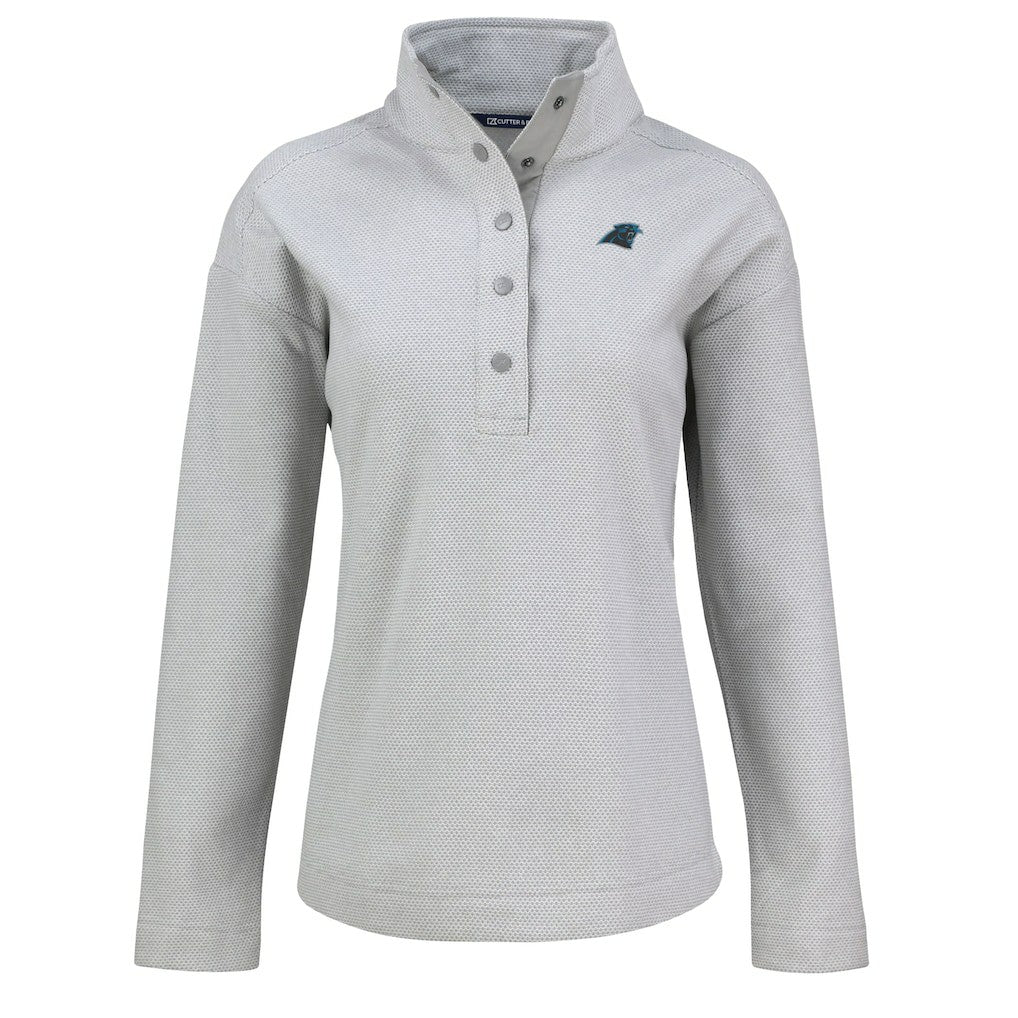 Carolina Panthers Cutter & Buck Women's Hunts Point Eco Half-Snap Sweatshirt Gray - NFL