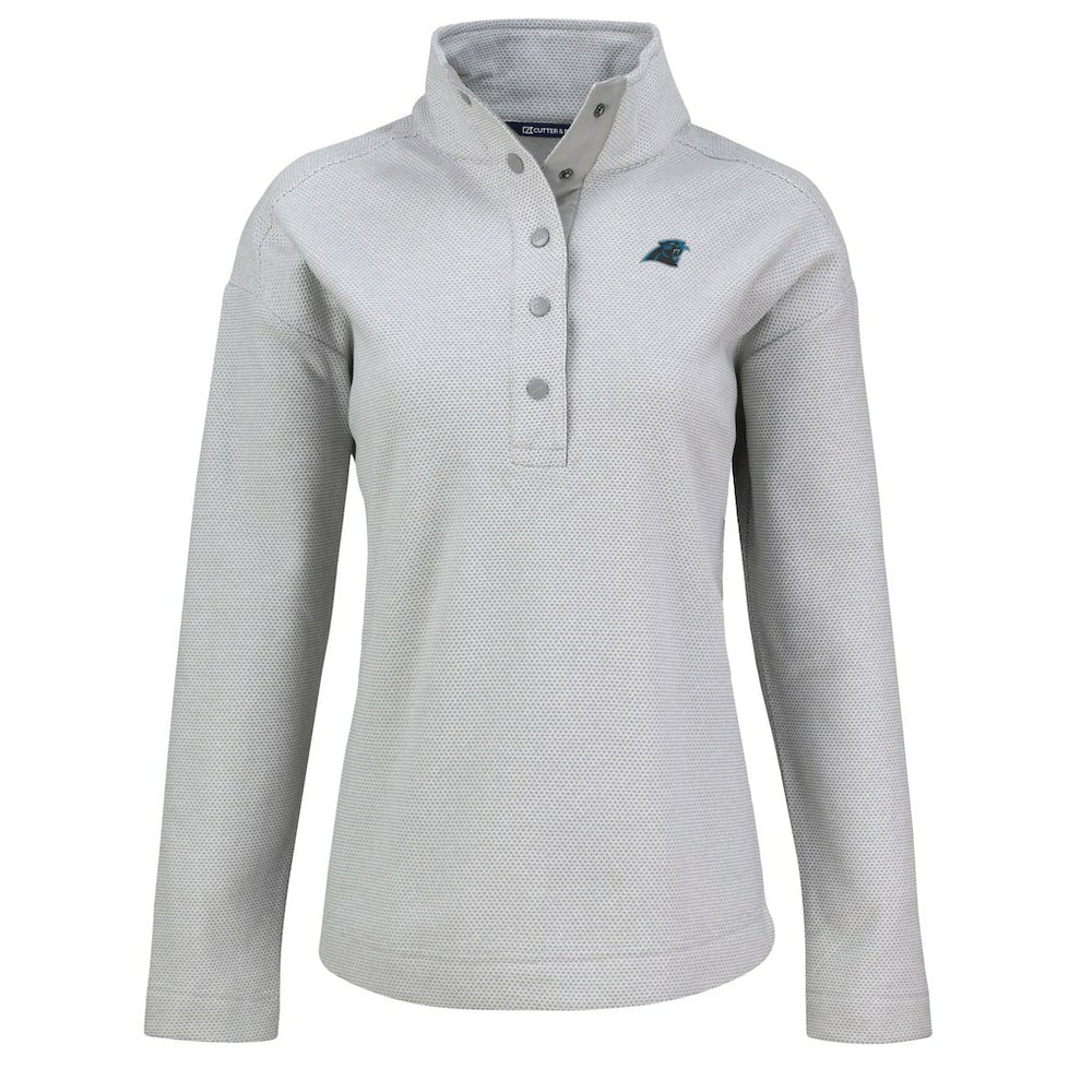 Carolina Panthers Cutter & Buck Women's Hunts Point Eco Half-Snap Sweatshirt Gray - NFL
