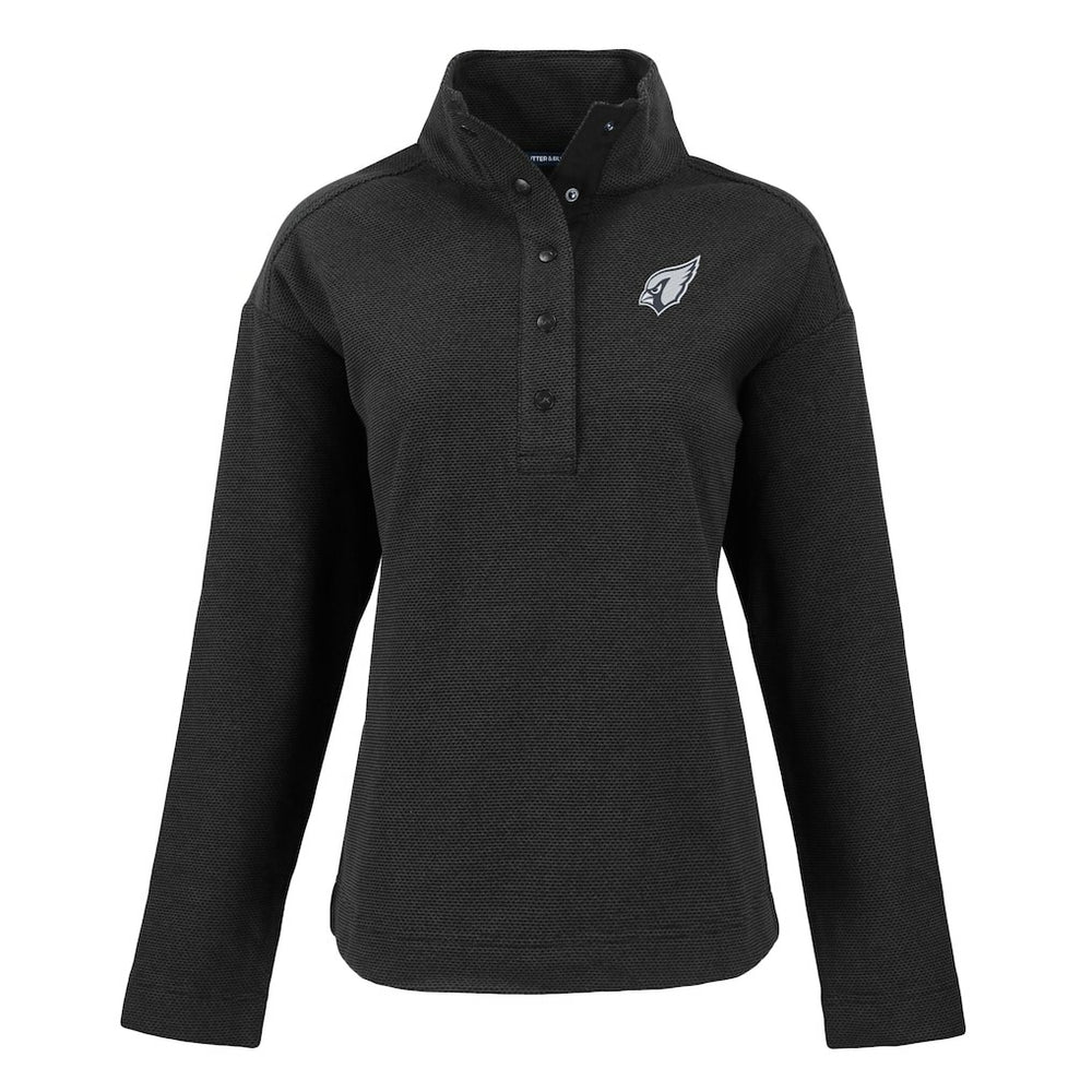Arizona Cardinals Cutter & Buck Women's Hunts Point Eco Half-Snap Sweatshirt Black - NFL