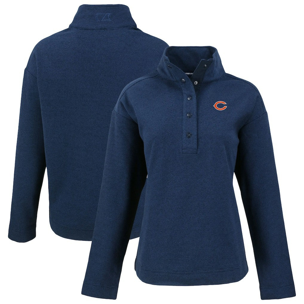 Chicago Bears Cutter & Buck Women's Hunts Point Eco Half-Snap Sweatshirt Navy - NFL