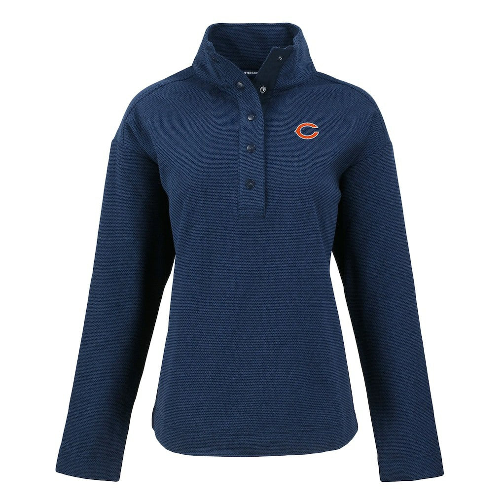 Chicago Bears Cutter & Buck Women's Hunts Point Eco Half-Snap Sweatshirt Navy - NFL