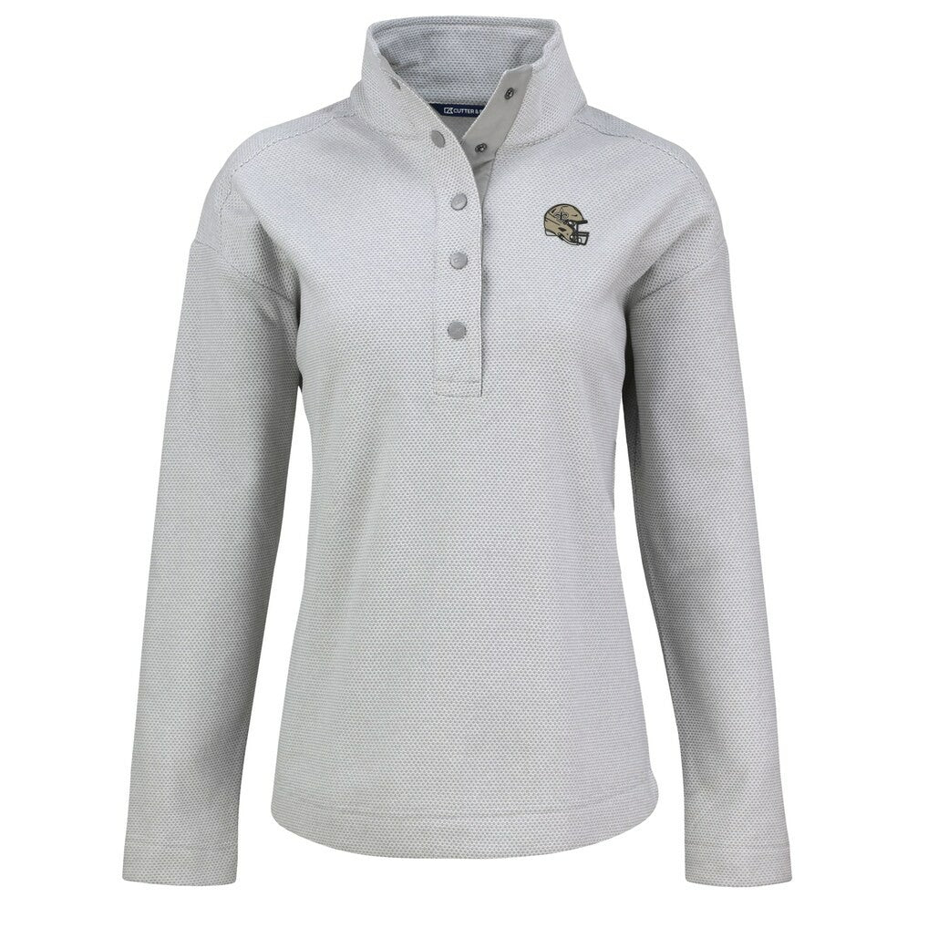 New Orleans Saints Cutter & Buck Women's Hunts Point Eco Half-Snap Sweatshirt Gray - NFL