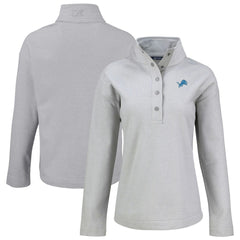 Detroit Lions Cutter & Buck Women's Hunts Point Eco Half-Snap Sweatshirt Gray - NFL