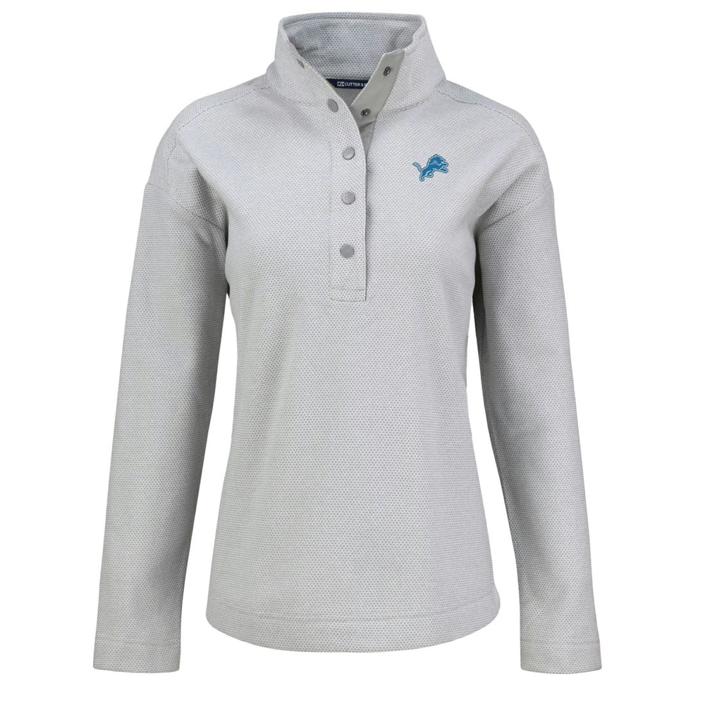 Detroit Lions Cutter & Buck Women's Hunts Point Eco Half-Snap Sweatshirt Gray - NFL