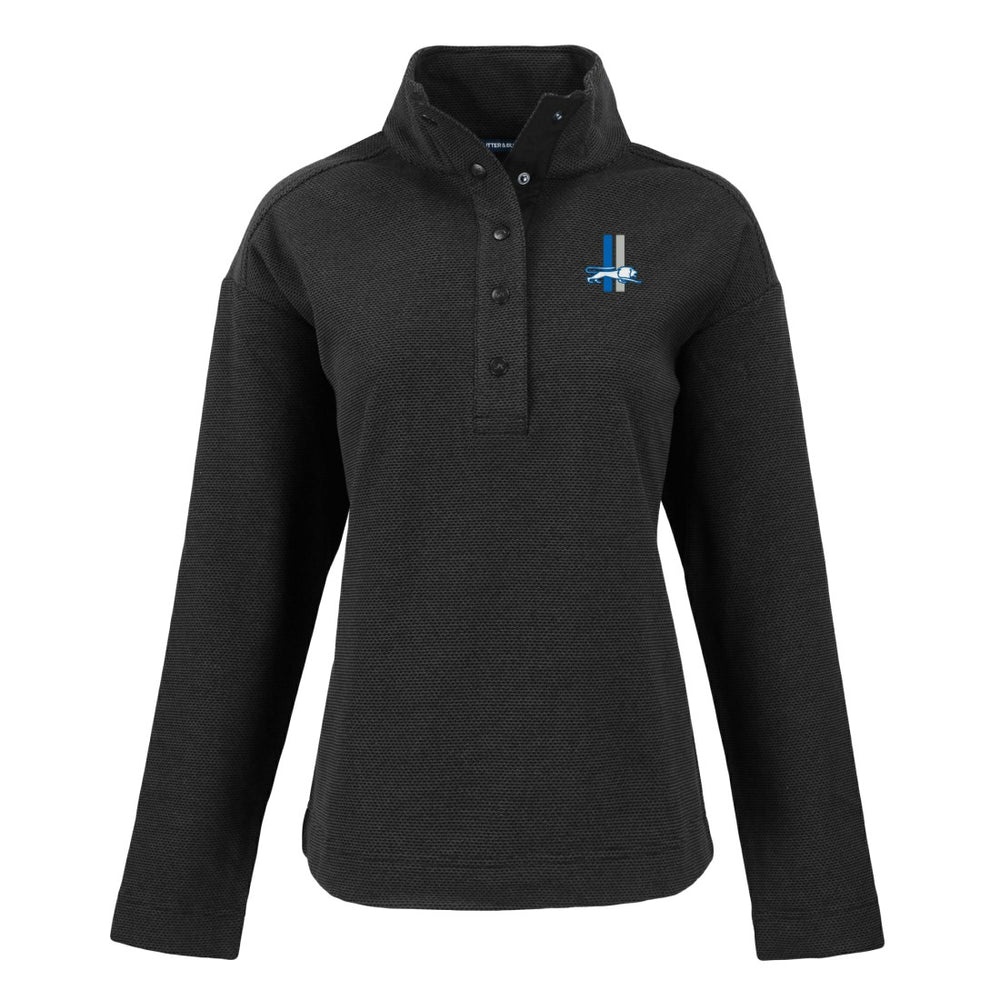 Detroit Lions Cutter & Buck Women's Hunts Point Eco Half-Snap Sweatshirt Black - NFL