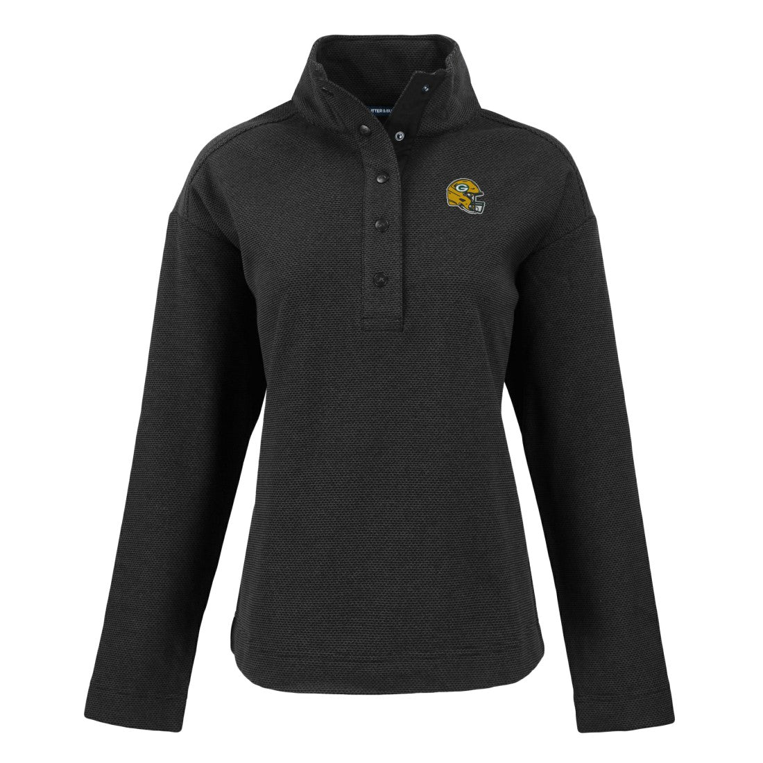 Green Bay Packers Cutter & Buck Women's Hunts Point Eco Half-Snap Sweatshirt Black - NFL