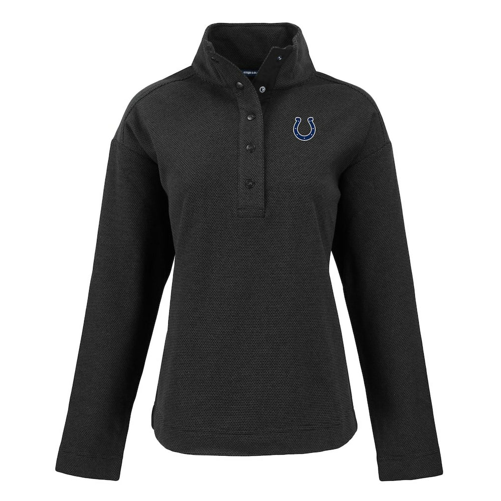 Indianapolis Colts Cutter & Buck Women's Hunts Point Eco Half-Snap Sweatshirt Black - NFL