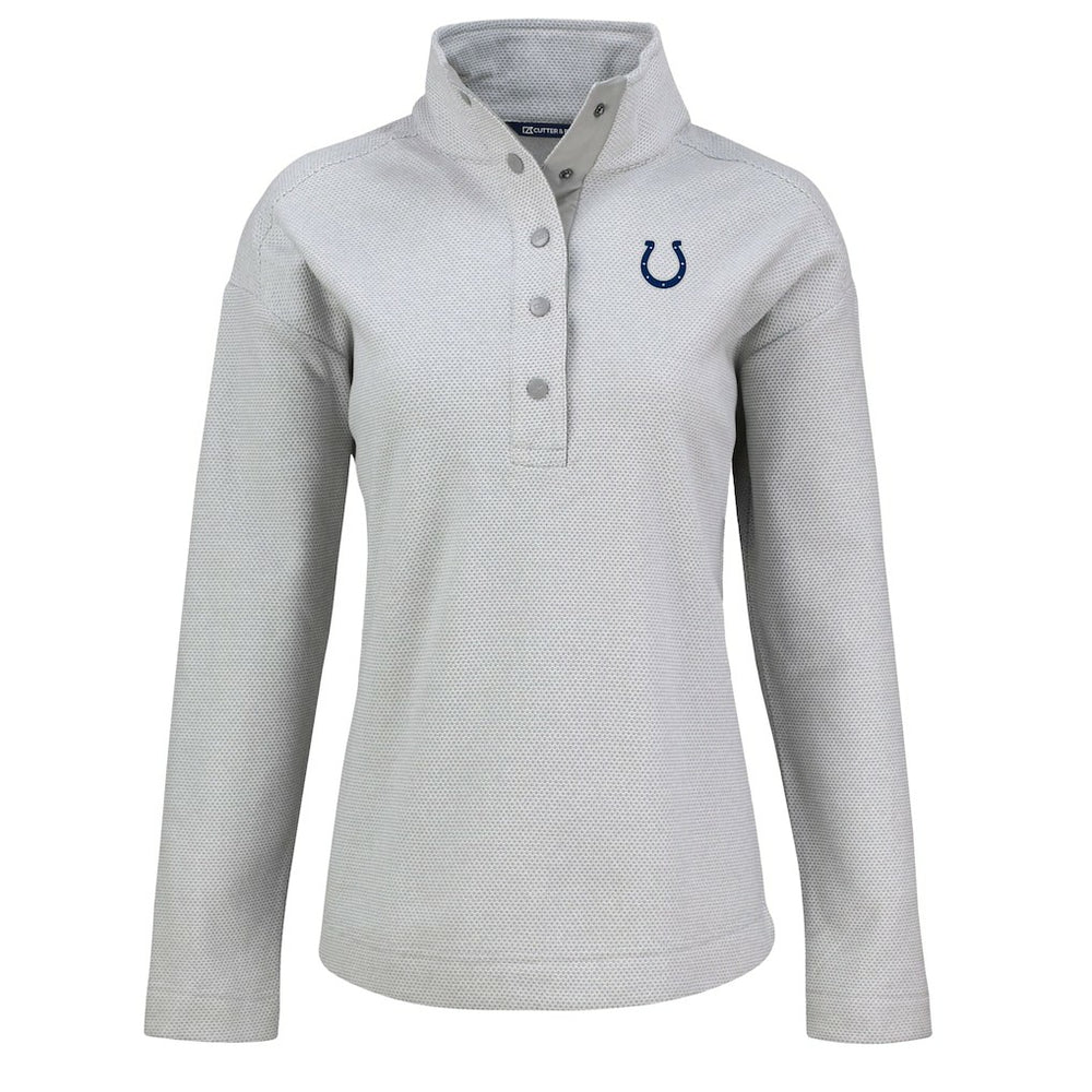Indianapolis Colts Cutter & Buck Women's Hunts Point Eco Half-Snap Sweatshirt Gray - NFL