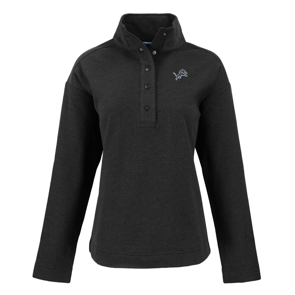Detroit Lions Cutter & Buck Women's Hunts Point Eco Half-Snap Sweatshirt Black - NFL