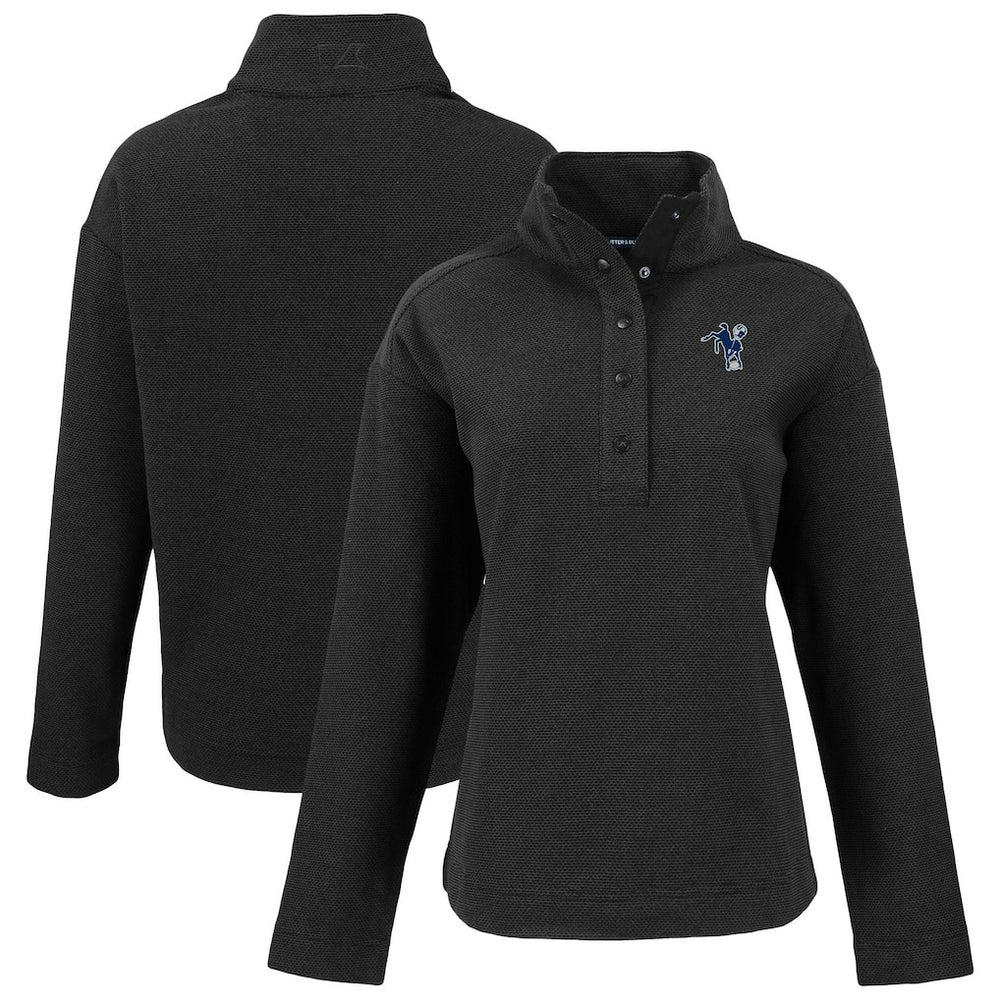 Indianapolis Colts Cutter & Buck Women's Hunts Point Eco Half-Snap Sweatshirt Black - NFL