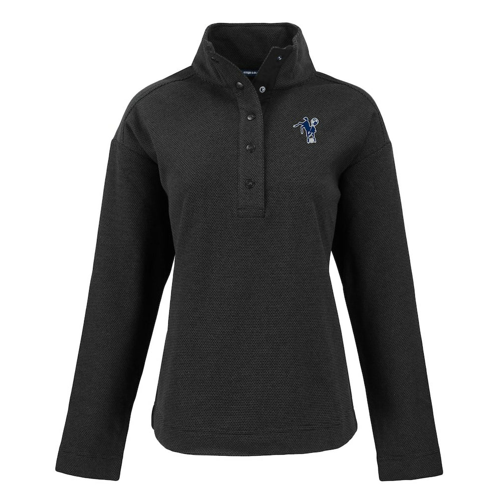 Indianapolis Colts Cutter & Buck Women's Hunts Point Eco Half-Snap Sweatshirt Black - NFL