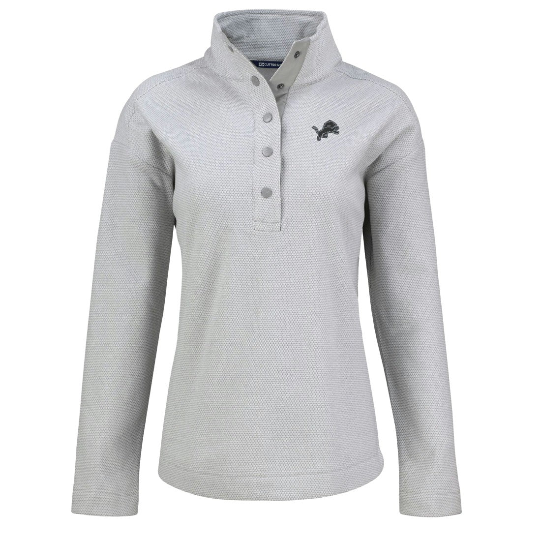 Detroit Lions Cutter & Buck Women's Hunts Point Eco Half-Snap Sweatshirt Gray - NFL