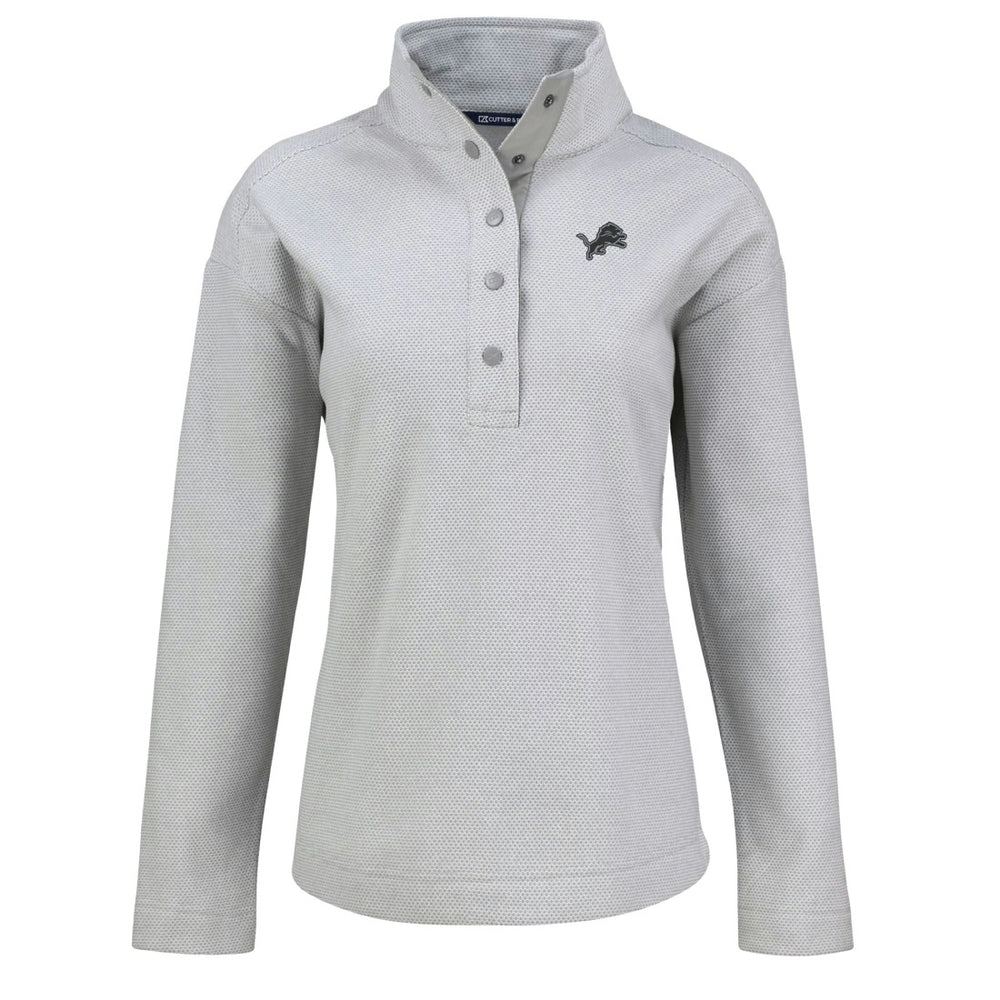 Detroit Lions Cutter & Buck Women's Hunts Point Eco Half-Snap Sweatshirt Gray - NFL