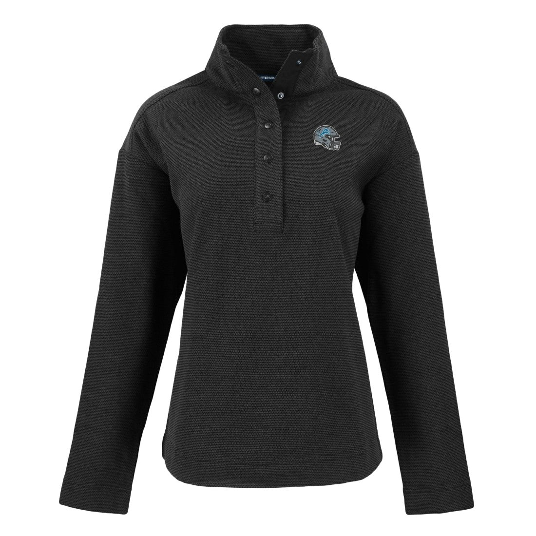 Detroit Lions Cutter & Buck Women's Hunts Point Eco Half-Snap Sweatshirt Black - NFL