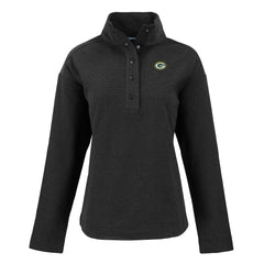 Green Bay Packers Cutter & Buck Women's Hunts Point Eco Half-Snap Sweatshirt Black - NFL