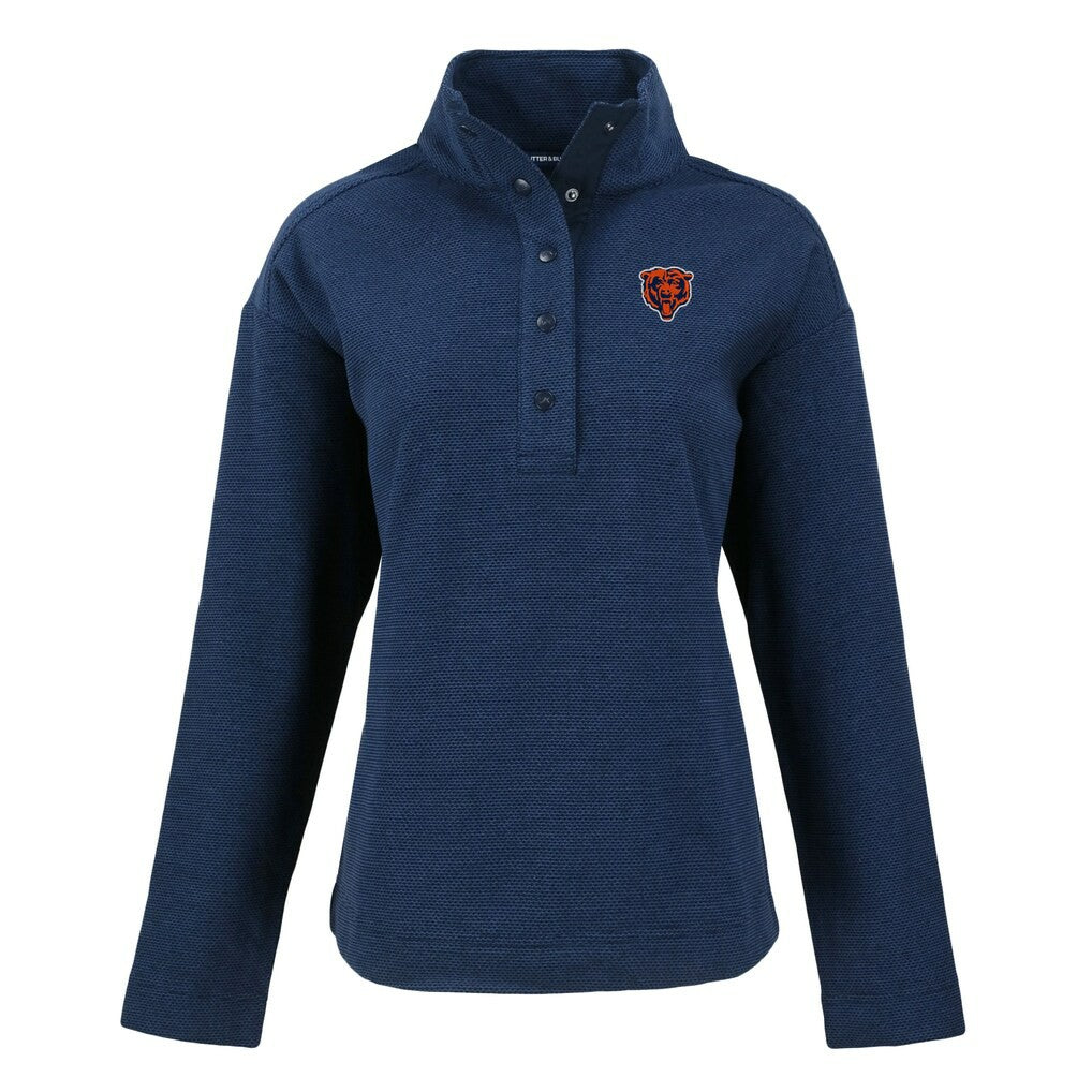 Chicago Bears Cutter & Buck Women's Hunts Point Eco Half-Snap Sweatshirt Navy - NFL