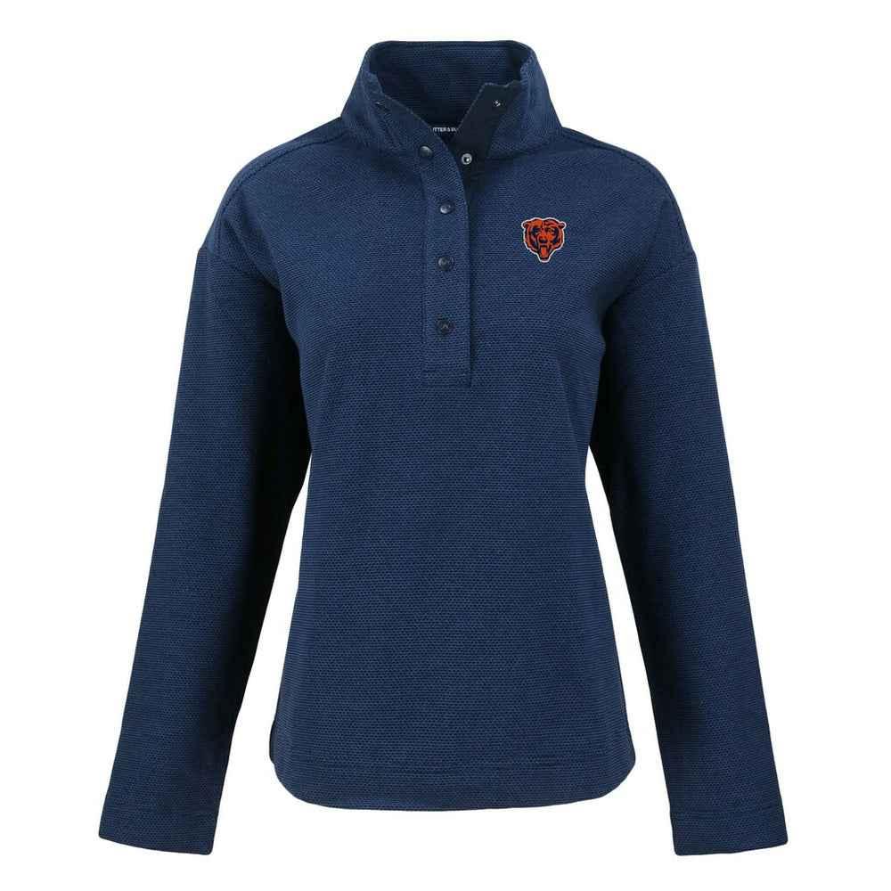 Chicago Bears Cutter & Buck Women's Hunts Point Eco Half-Snap Sweatshirt Navy - NFL