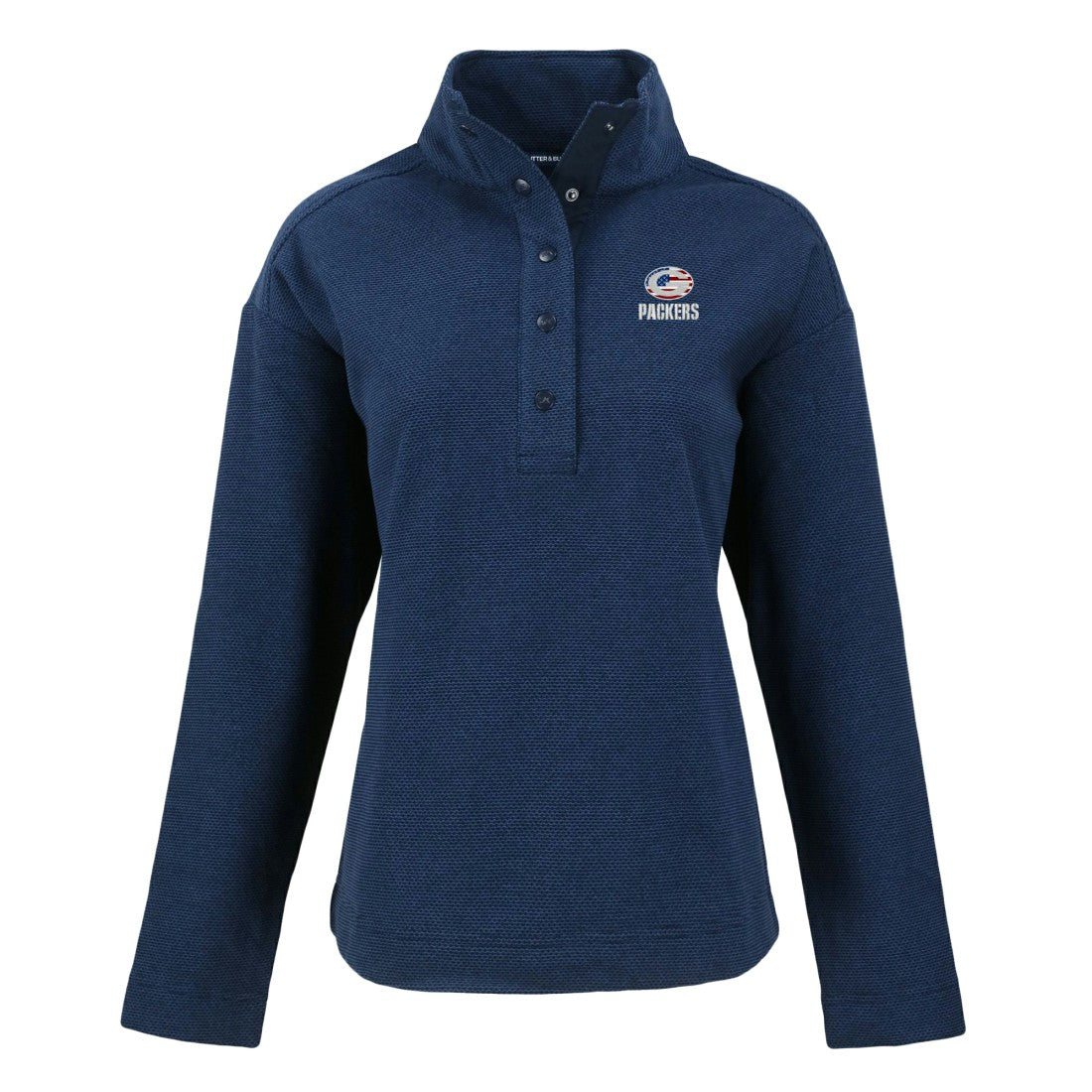 Green Bay Packers Cutter & Buck Women's Hunts Point Eco Half-Snap Sweatshirt Navy - NFL