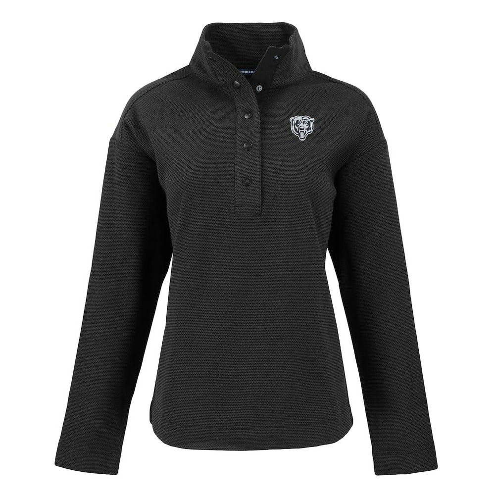 Chicago Bears Cutter & Buck Women's Hunts Point Eco Half-Snap Sweatshirt Black - NFL