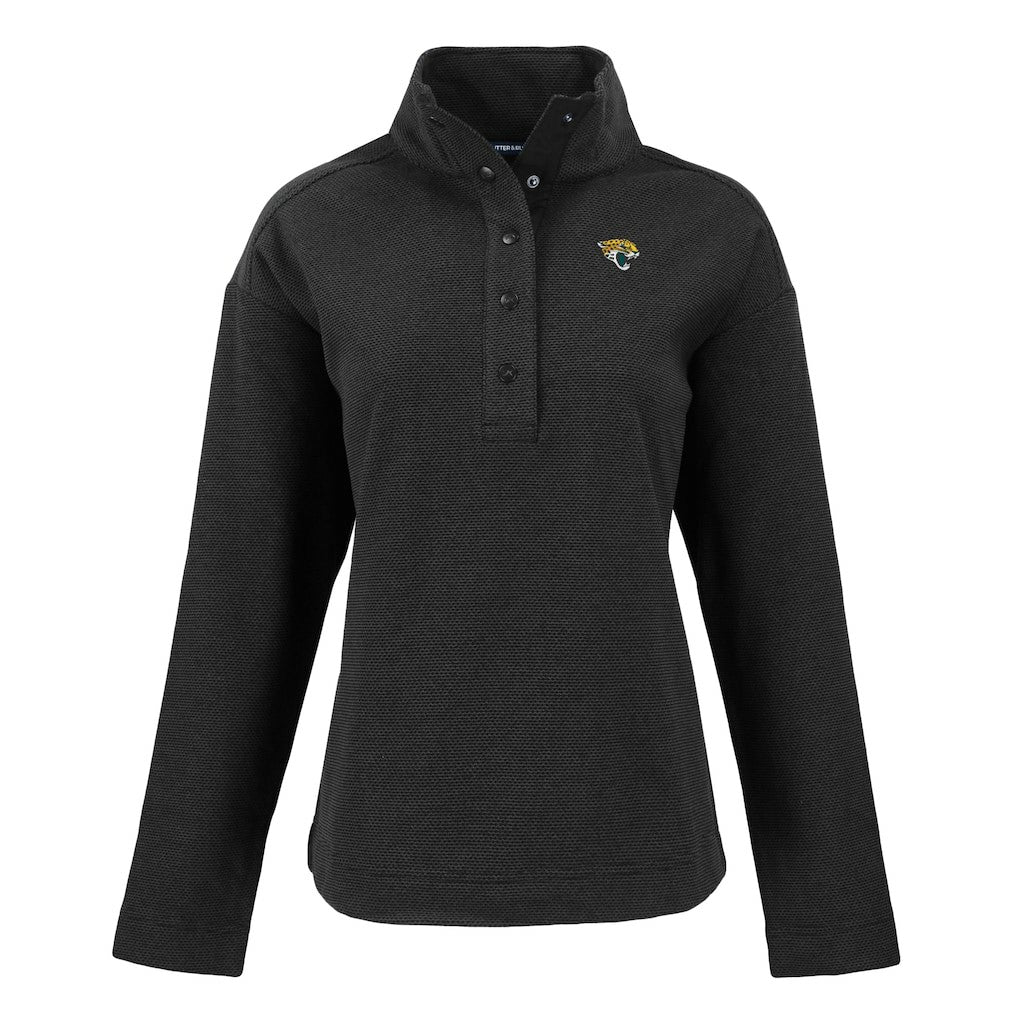 Jacksonville Jaguars Cutter & Buck Women's Hunts Point Eco Half-Snap Sweatshirt Black - NFL