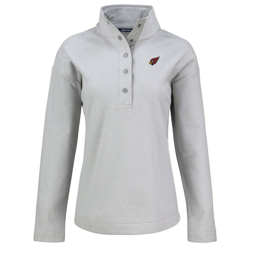 Arizona Cardinals Cutter & Buck Women's Hunts Point Eco Half-Snap Sweatshirt Gray - NFL