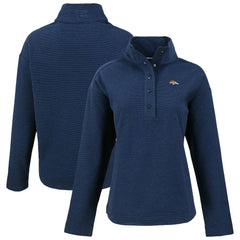 Denver Broncos Cutter & Buck Women's Hunts Point Eco Half-Snap Sweatshirt Navy - NFL