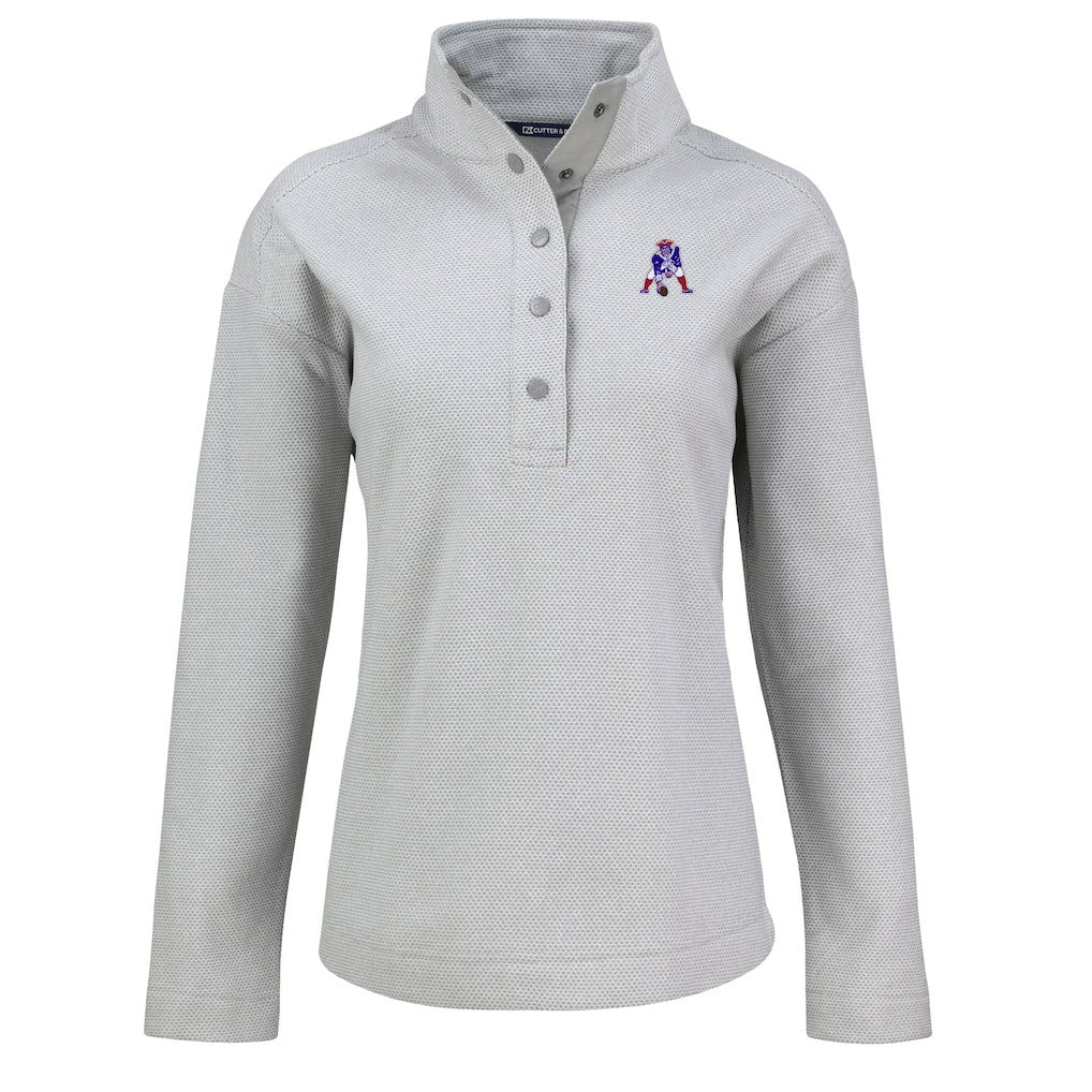 New England Patriots Cutter & Buck Women's Hunts Point Eco Half-Snap Sweatshirt Gray - NFL