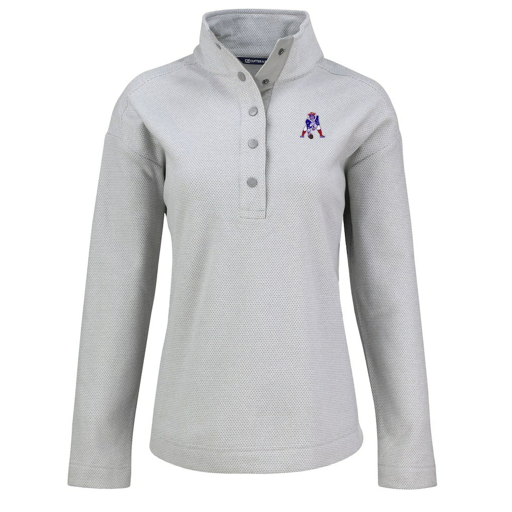 New England Patriots Cutter & Buck Women's Hunts Point Eco Half-Snap Sweatshirt Gray - NFL
