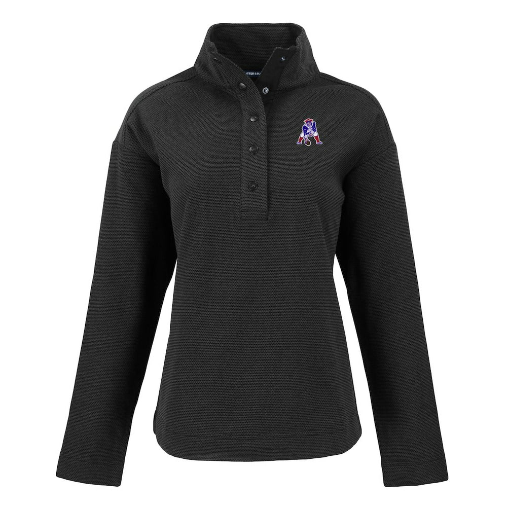 New England Patriots Cutter & Buck Women's Hunts Point Eco Half-Snap Sweatshirt Black - NFL
