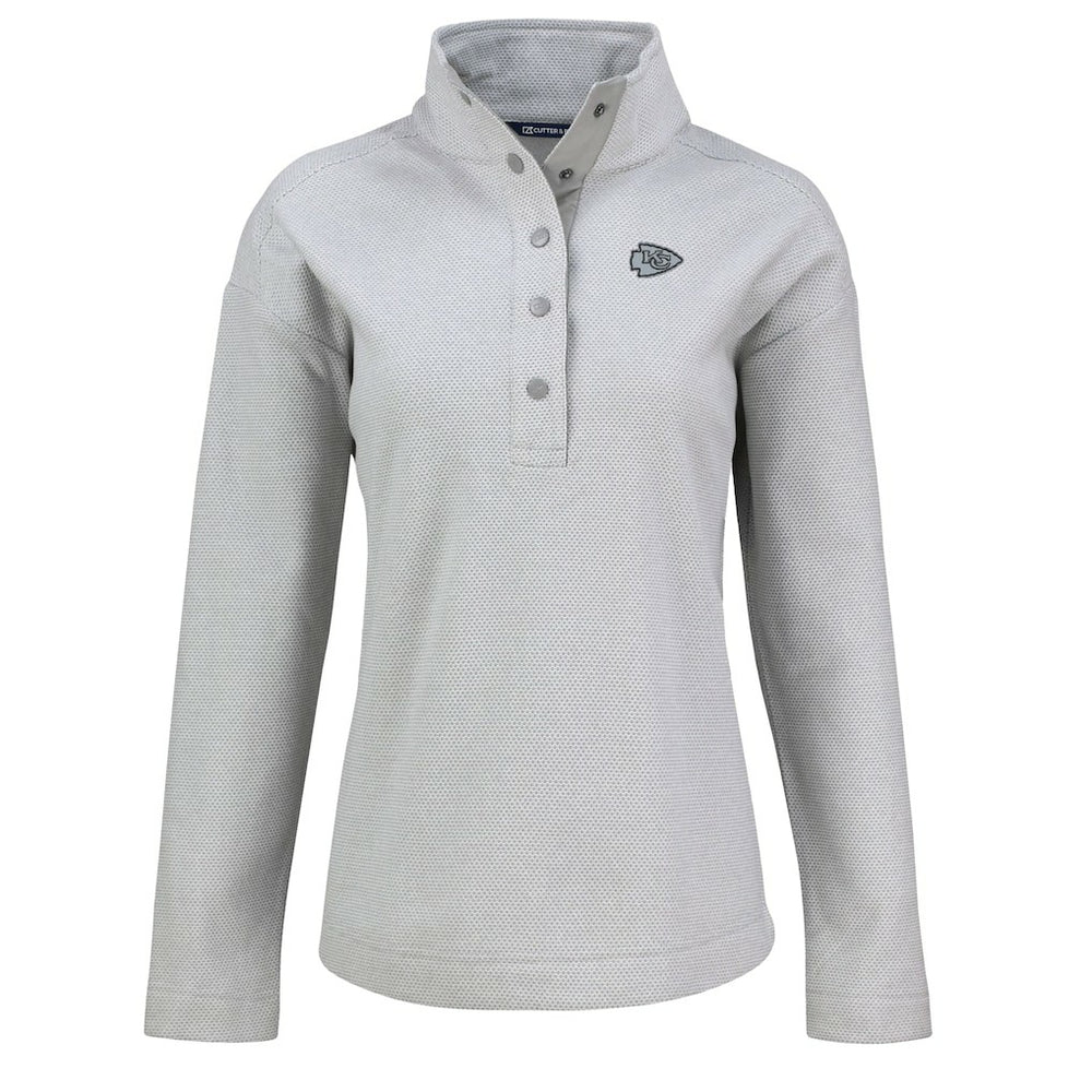 Kansas City Chiefs Cutter & Buck Women's Hunts Point Eco Half-Snap Sweatshirt Gray - NFL