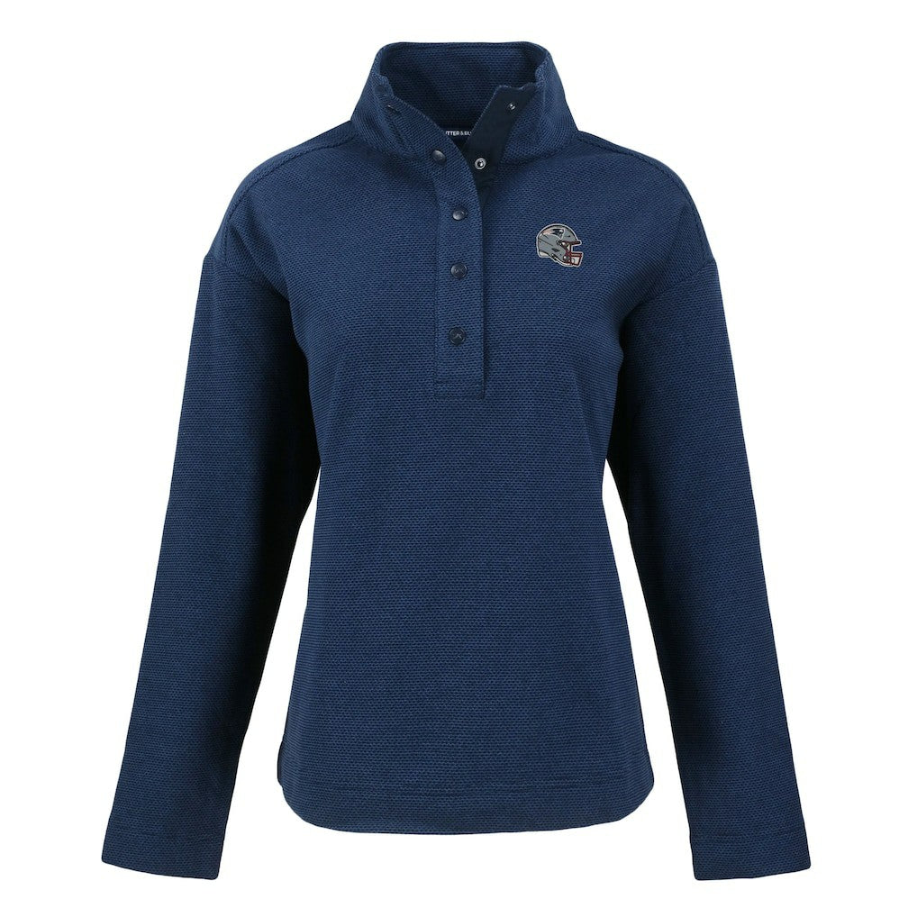 New England Patriots Cutter & Buck Women's Hunts Point Eco Half-Snap Sweatshirt Navy - NFL