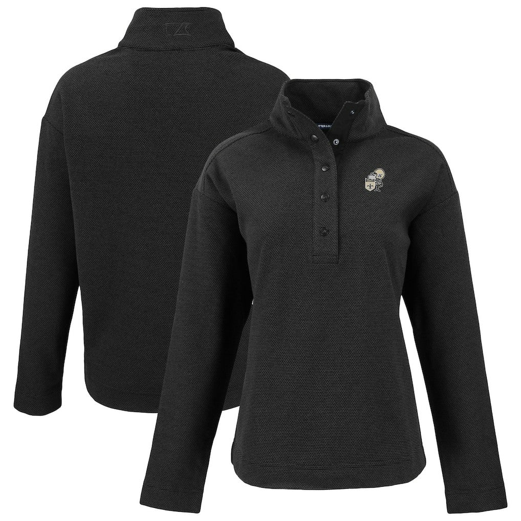 New Orleans Saints Cutter & Buck Women's Hunts Point Eco Half-Snap Sweatshirt Black - NFL