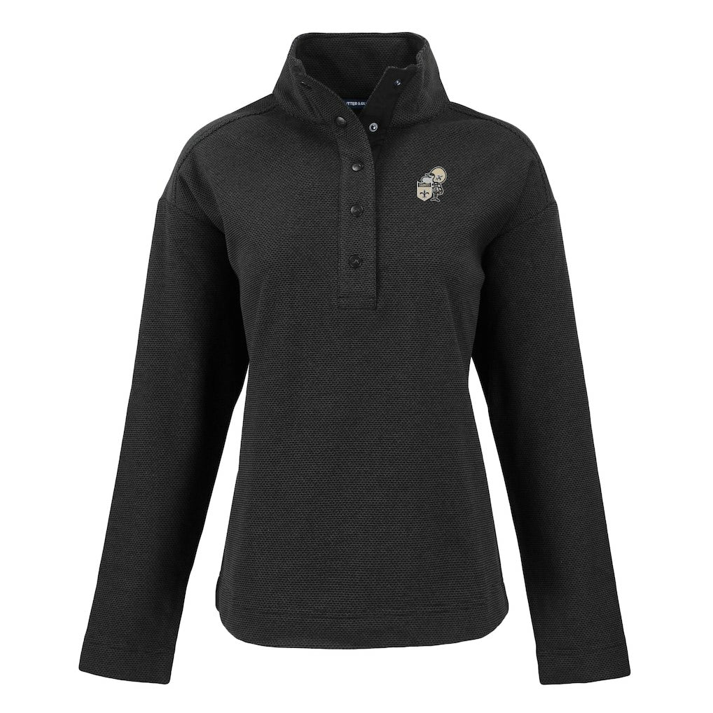 New Orleans Saints Cutter & Buck Women's Hunts Point Eco Half-Snap Sweatshirt Black - NFL