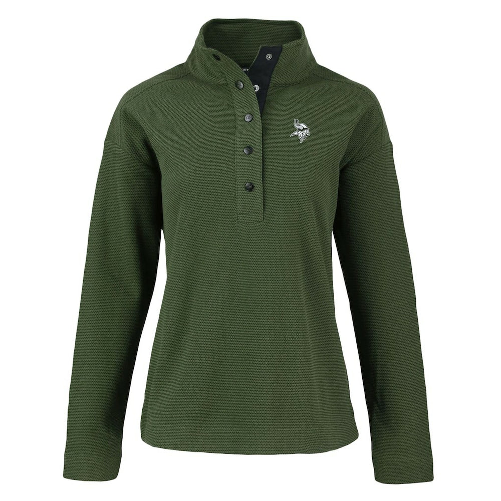 Minnesota Vikings Cutter & Buck Women's Hunts Point Eco Half-Snap Sweatshirt Green - NFL
