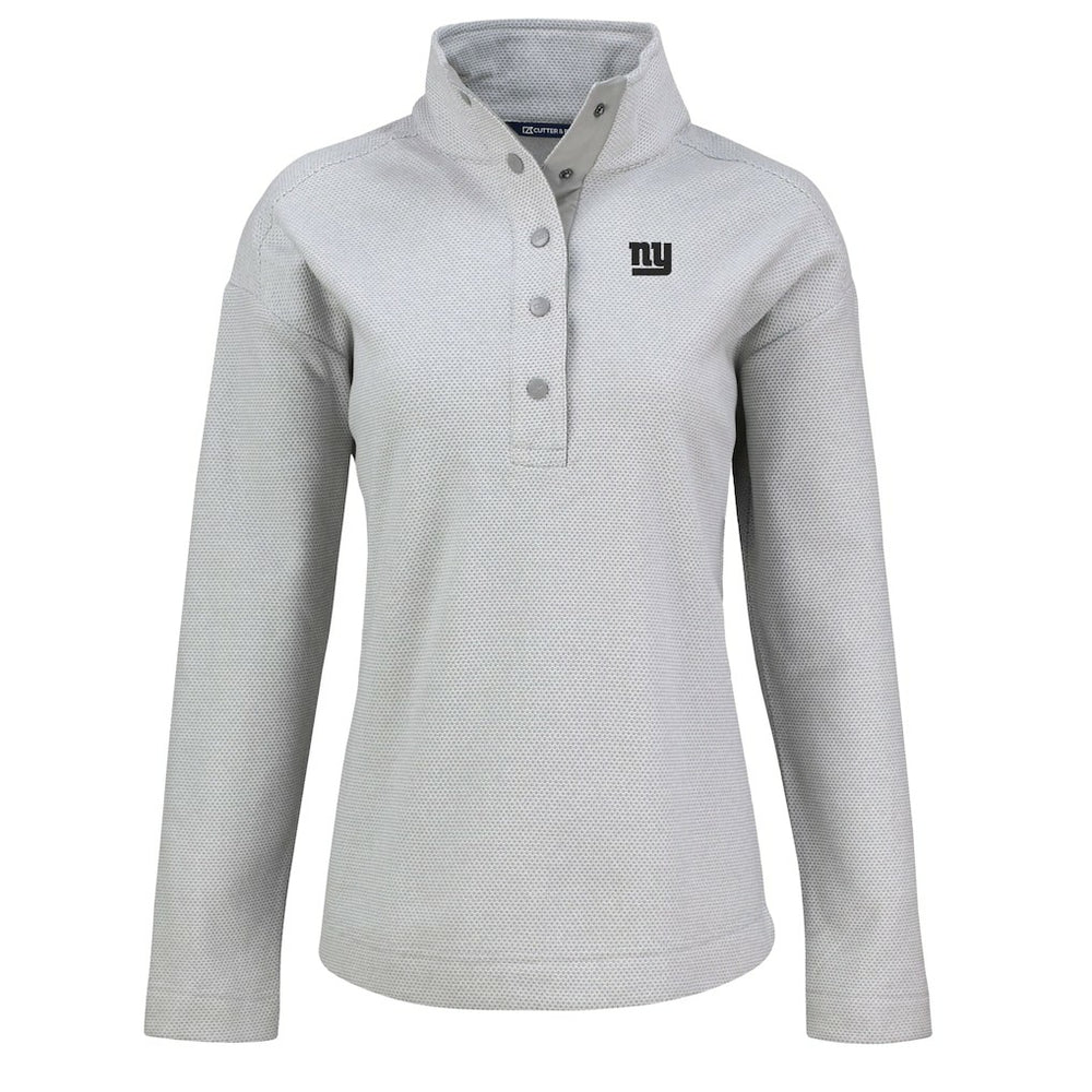 New York Giants Cutter & Buck Women's Hunts Point Eco Half-Snap Sweatshirt Gray - NFL