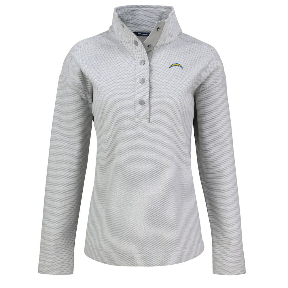 Los Angeles Chargers Cutter & Buck Women's Hunts Point Eco Half-Snap Sweatshirt Gray - NFL