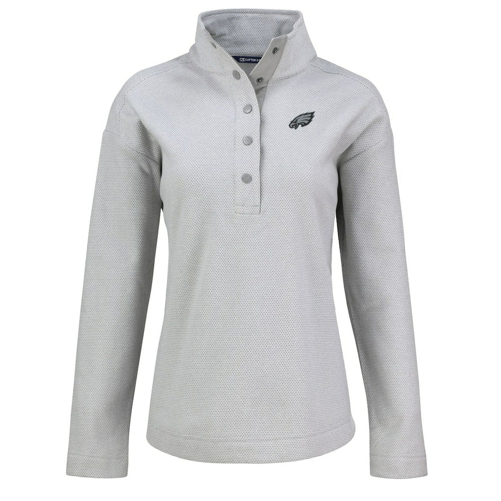 Philadelphia Eagles Cutter & Buck Women's Hunts Point Eco Half-Snap Sweatshirt Gray - NFL